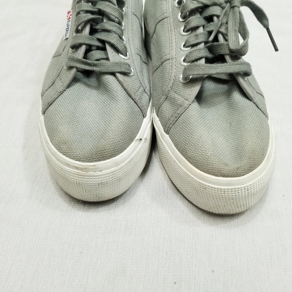 Superga Womens Platform Shoes Gray Low Top Canvas Sneaker‎ Skater Hipster 41.5 - Picture 13 of 15